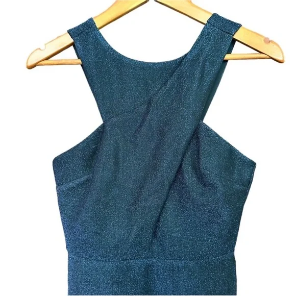 Topshop blue sparkly sleeveless mini sheath dress Size 6 EUC - Picture 2 of 7